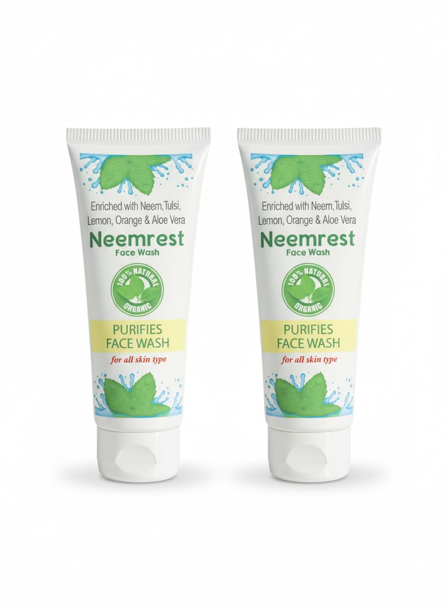 Neemrest Face Wash With Neem & Aloe Vera, Purifies Skin, Controls Oil, For All Skin Type, 100% Natural  70 Gm (Pack Of 2)
