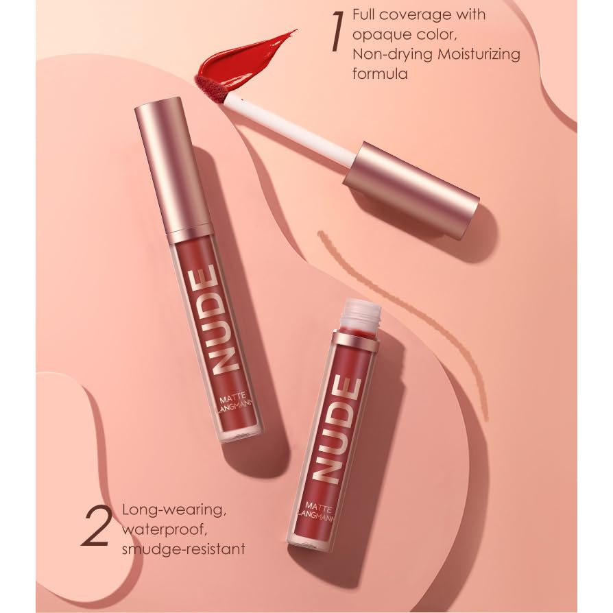 Bonnie Choice 12Pcs Matte Liquid Lipstick + Lip Liner Pens Set, 6 Matte Lipstick With 6 Matching Smooth Lipliner Waterproof Long