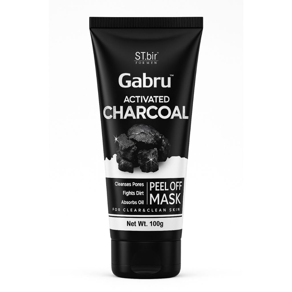 St.Bir Gabru Charcoal Peel Off Mask For Men  Removes Blackheads, Controls Oil & Deep Cleanses Pores  100G
