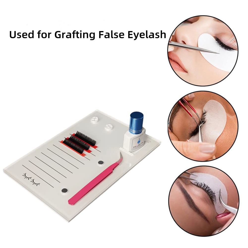 Grafting False Eyelash Acrylic Extension Pallet, Eyelash Extension Glue Tweezers Plate Pad Makeup Palette Individual Training To