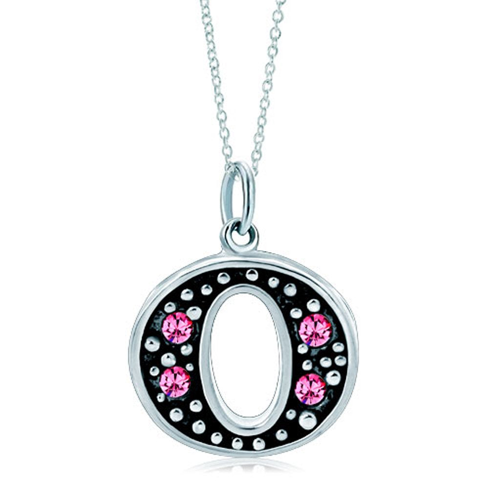 LovelyJewelry Pink Letter O Alphabet Initial Charms Bead Necklace Pendant