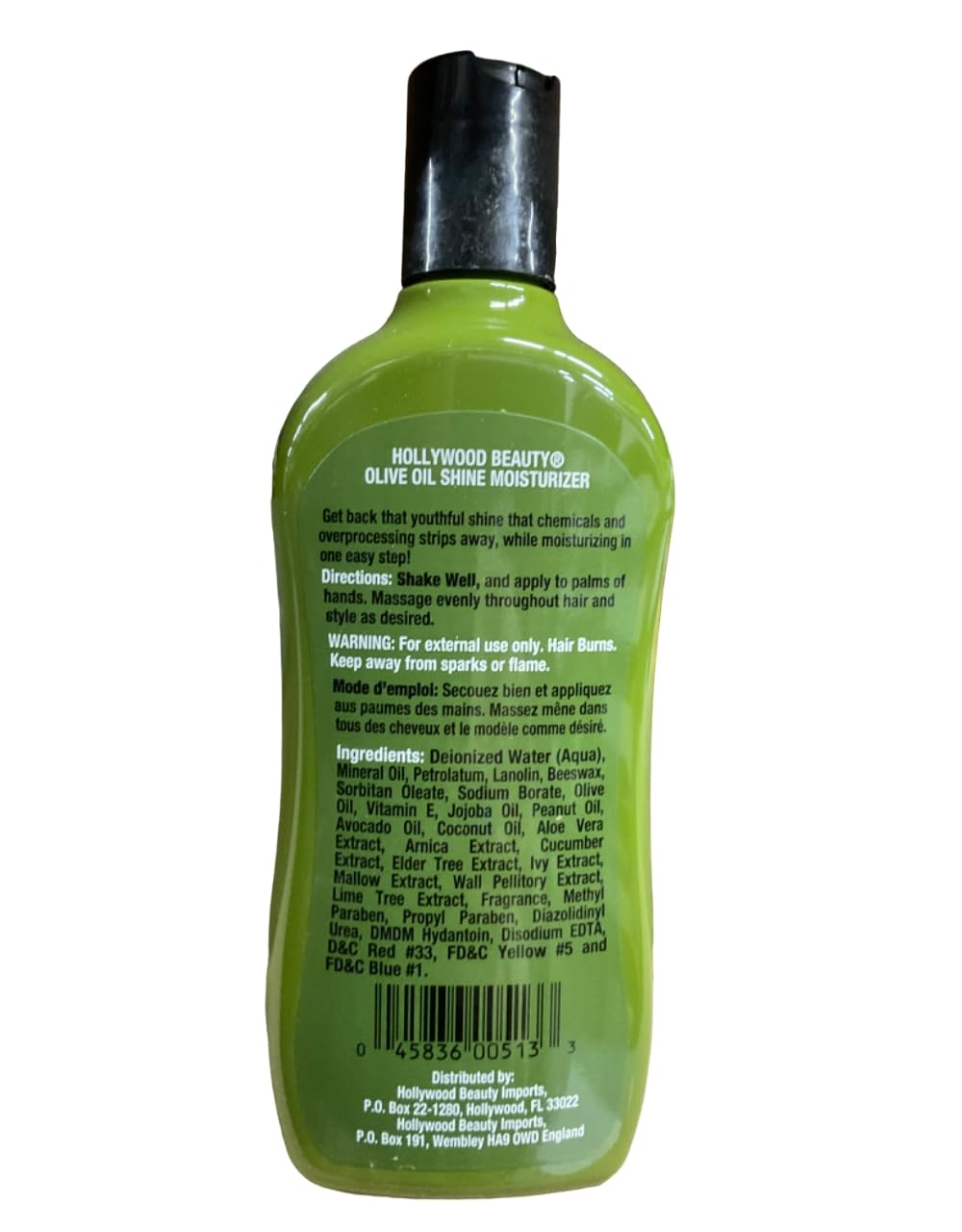 HOLLYWOOD BEAUTY Olive Oil Shine Moisturizer Shine and Moisturizer in One Step 12oz/355ml