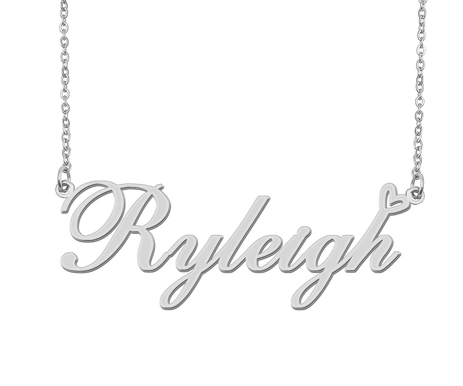 Aoloshow Stainless Steel Silver Ryleigh Heart Name Necklace Charm Pendant Jewelry for Mom Best Friends