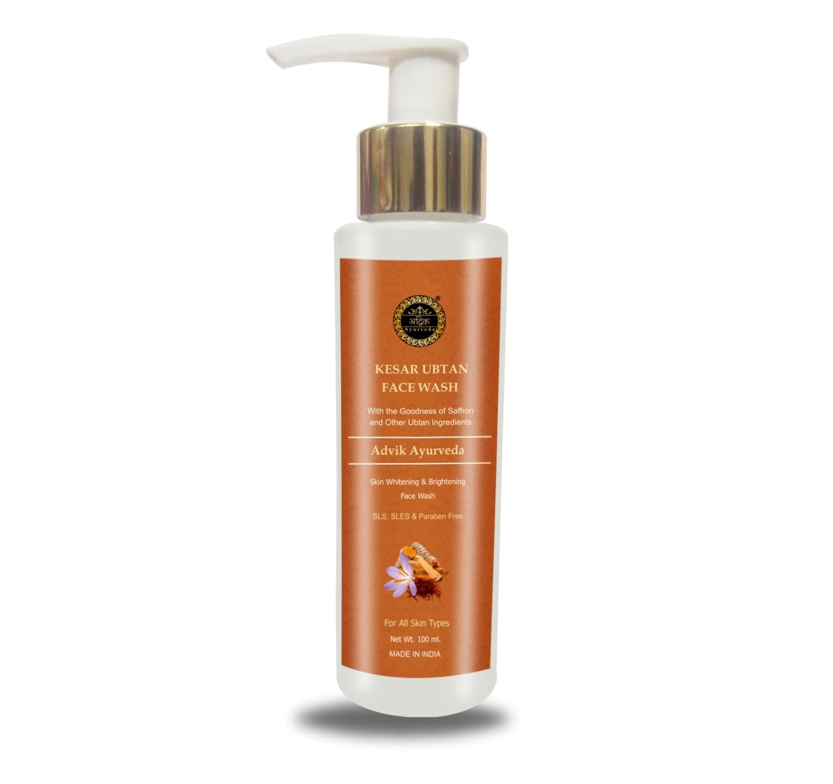 Advik Ayurveda Kesar Ubtan Face Wash For SkinBrightening, Tan Removal And Exfoliation, Suitable For All Skin Types, 100 Ml