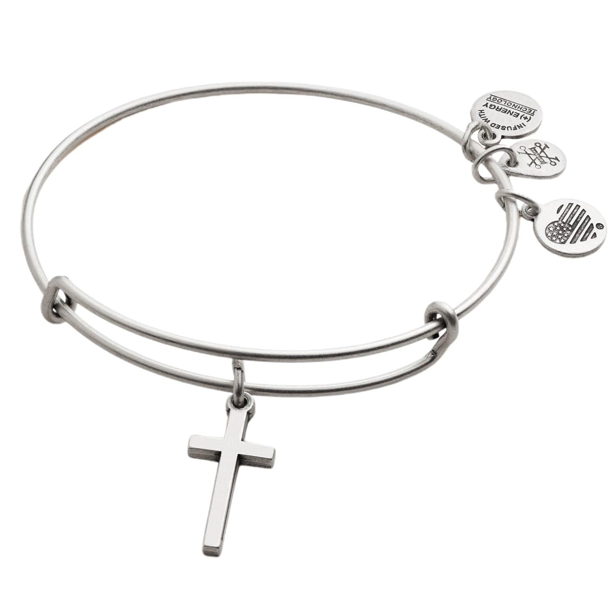 Alex and Ani Cross Charm Bangle - Adjustable Bracelet for Women, Ideal Gift Jewelry, Nickel-Free, Express Faith & Love, Bangle B