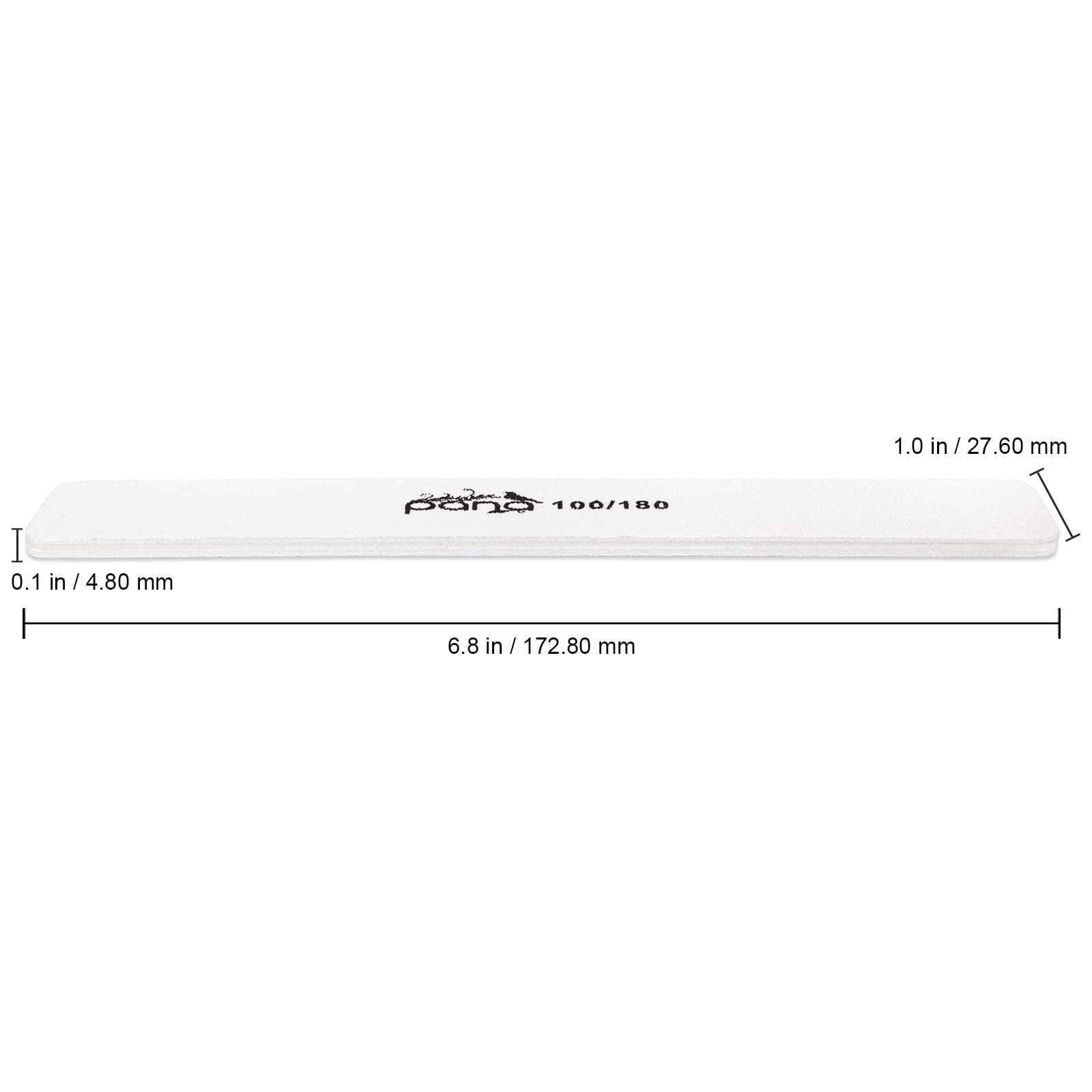 10Pcs Jumbo Size Pana Professional Double Sided Nail Files - White, 100/180 Grit - Emery Board Nail Buffering File Manicure Pedi