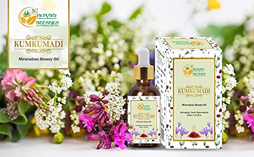 Herbs Botanica Kumkumadi Oil Pure Ayurveda Face Oil With Saffron, Serum Face Moisturizer 26 Herbs 30 Ml