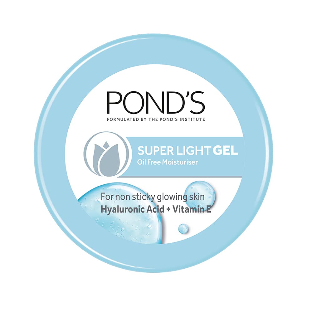 PondS Super Light Gel Oil Free Face Moisturizer 147 G, With Hyaluronic Acid & Vitamin E For Fresh Glowing Skin & 24 Hr Hydratio