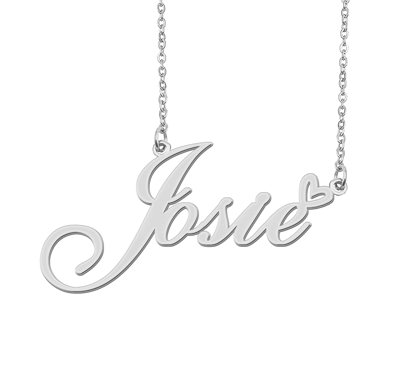 Aoloshow Stainless Steel Silver Josie Heart Name Necklace Charm Pendant Jewelry for Mom Best Friends