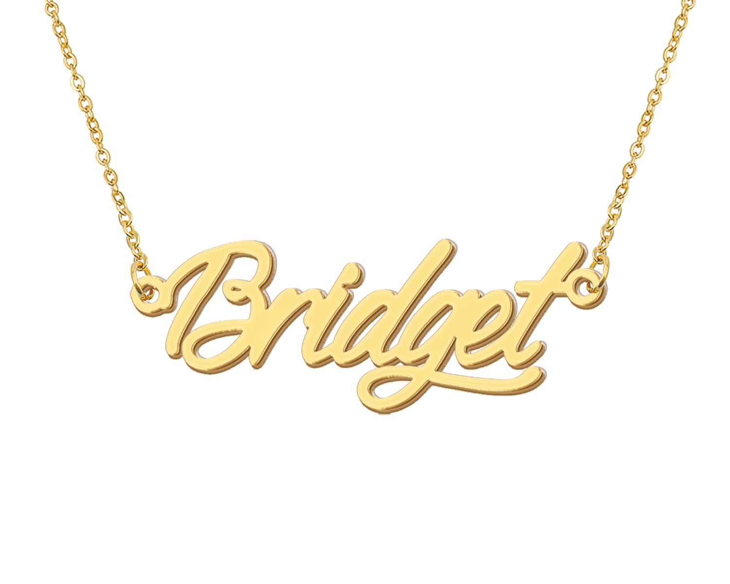 Aoloshow 18k Gold Plated Bridget Name Necklace Womens Initial Nameplate Necklaces Stainless Steel Jewelry for Valentines Day