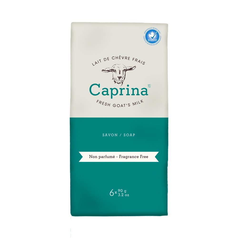 Caprina by Canus Caprina Bar Soap, Fragrance Free, 3.2 Oz (6 Pack), With Fresh Canadian Goat Milk, Vitamin A, B3, Potassium, Zin