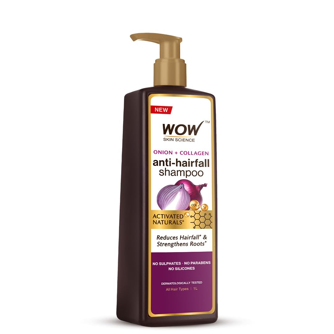 WOW Skin Science Onion Oil Shampoo with Red Onion Seed Oil Extract, Black Seed Oil & ProVitamin B5 | Controls Hair fall | Helps