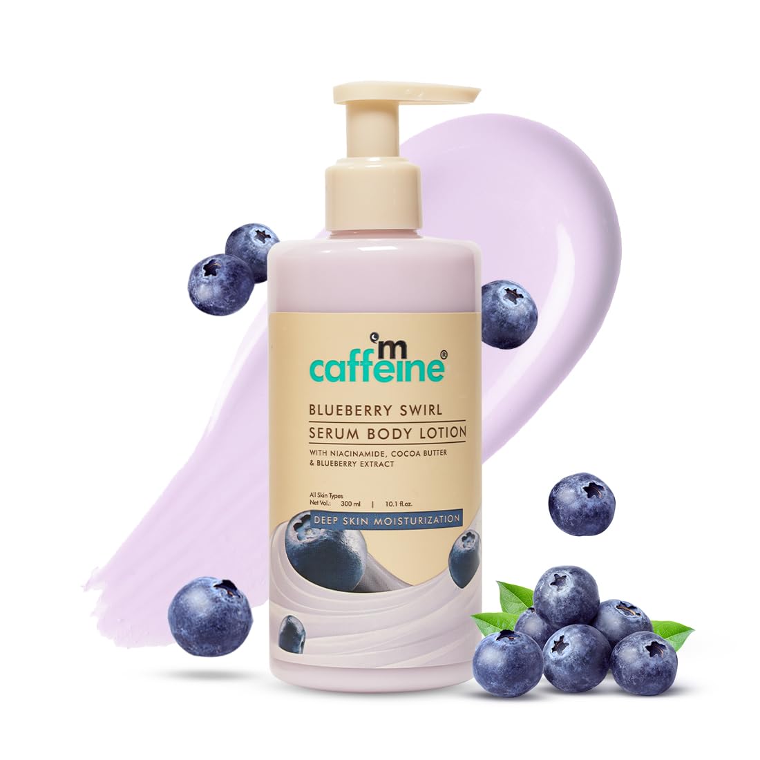 Mcaffeine Blueberry Swirl Serum Body Lotion For Women And Men | Dry Skin | Lightweight Moisturizer, Non-Greasy & Non-Sticky | Bo
