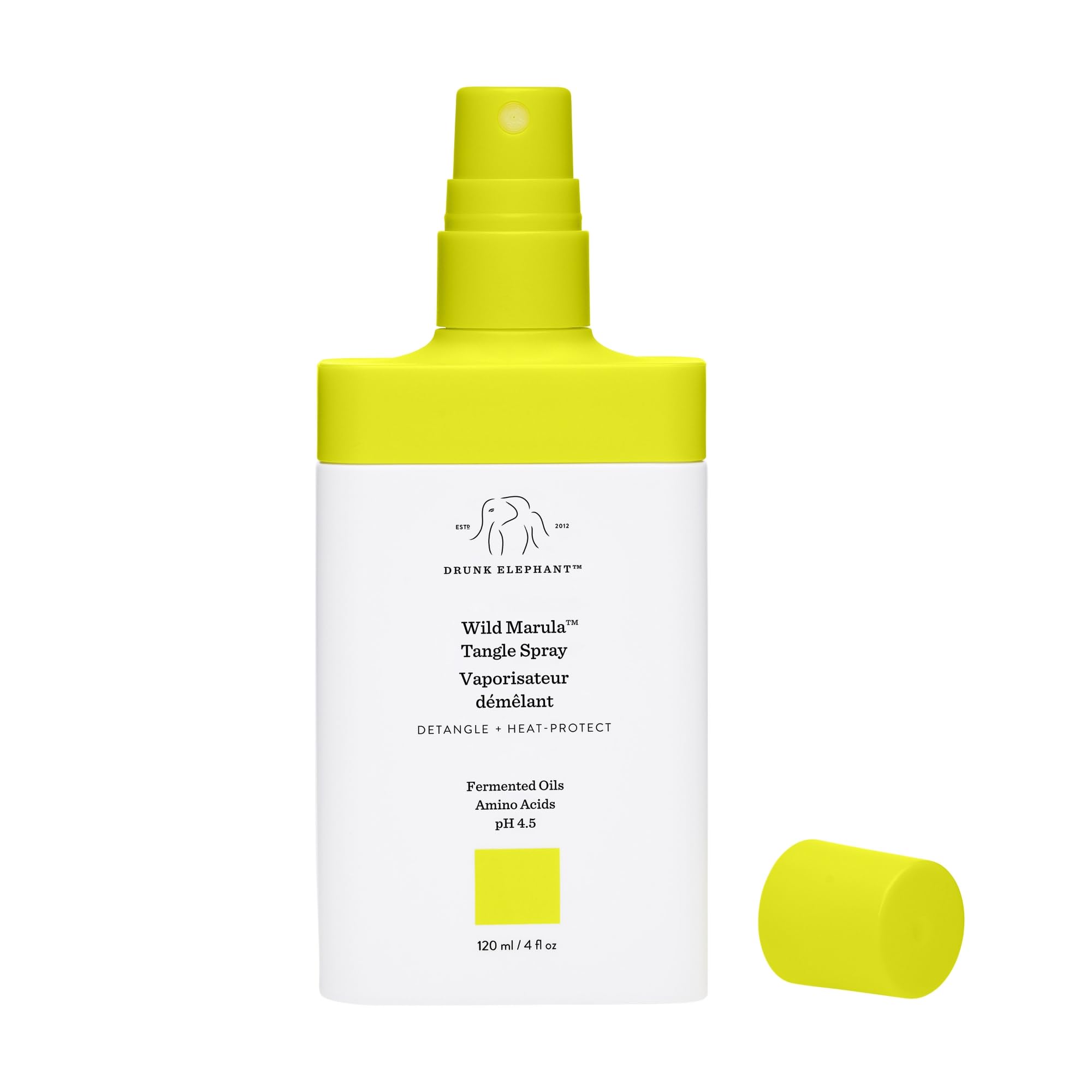 Drunk Elephant Wild Marula Tangle Spray - 120 ml/4 fl oz - Detangler and Heat Protectant - Clean Clinical - Sulfate-Free - Cruel
