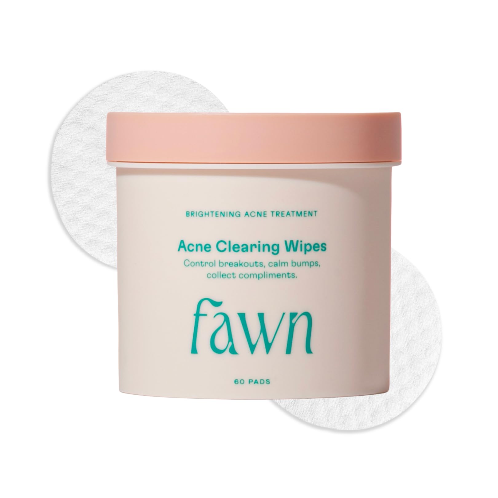 Fawn Acne Clearing Facial Toning Wipes with Salicylic Acid for Teen and Young Skin, Dermformulated and Vegan, 60 Pads