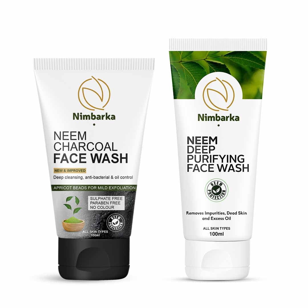 Nimbarka Neem & Activated Charcoal Facewash Deep Cleansing & Oil Control 100 Ml + Neem Deep Purifying 100 Ml