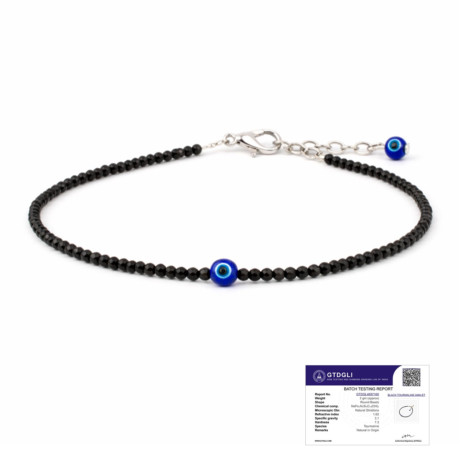 Astrotalk Evil Eye Anklet for woman with Black Tourmaline | Stone of Protection, Balance & Positivity | Spiritual Anklet for Women | Best Gift for Woman | Spiritual Jewellery for Women