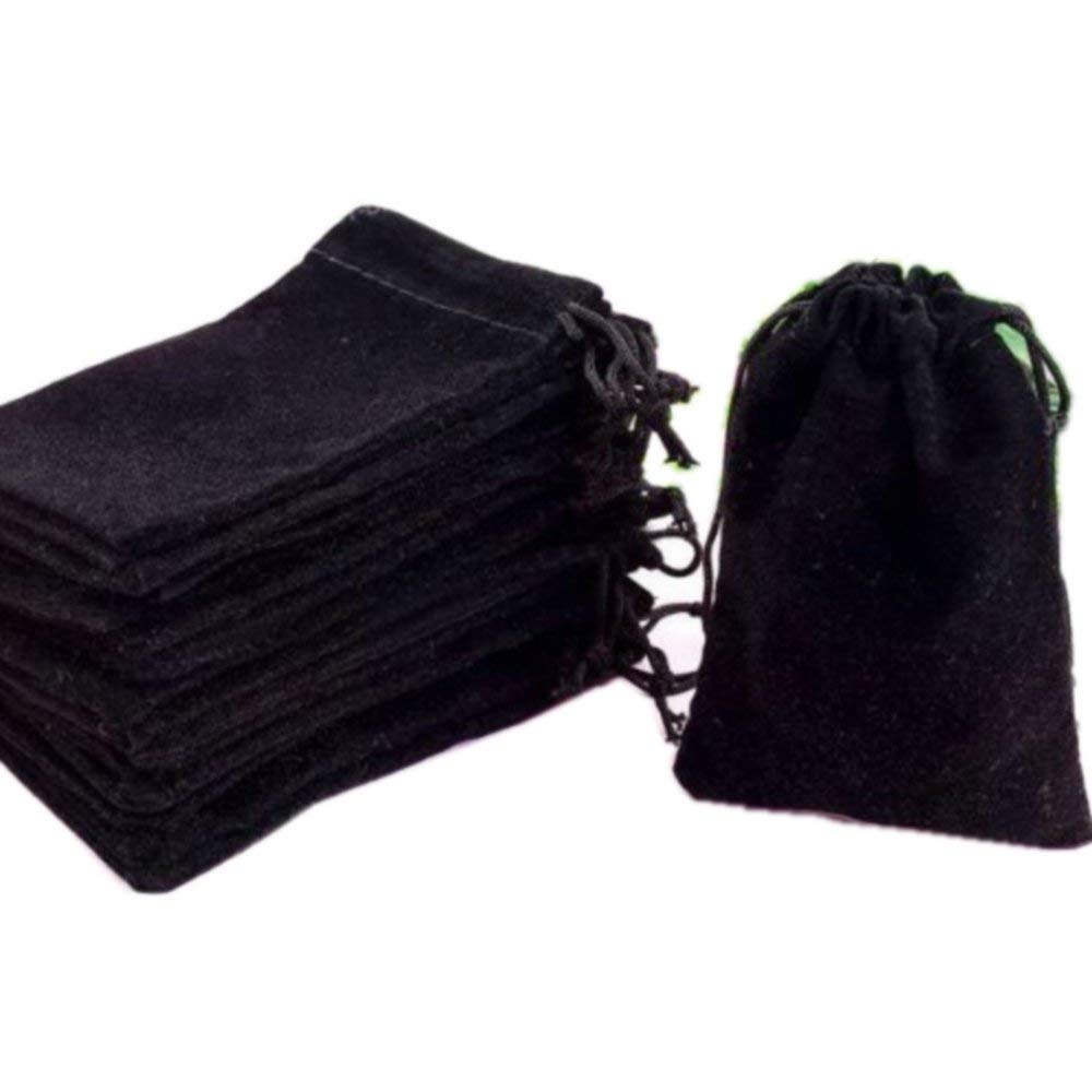 GYBest Black Jewelry Bag - Velvet Bags Pouches with Drawstrings 3x4 Jewelry Pouch Pouches Small Drawstring Jewelry Bag Drawstrin
