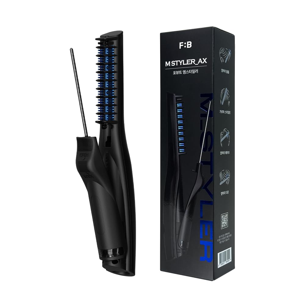 FORBEAUT MSTYLER AX 3in1 Hair Styler for Men, Ceramic Brush Straightener with Down Wave & Straight Modes, Smart Heat Control,