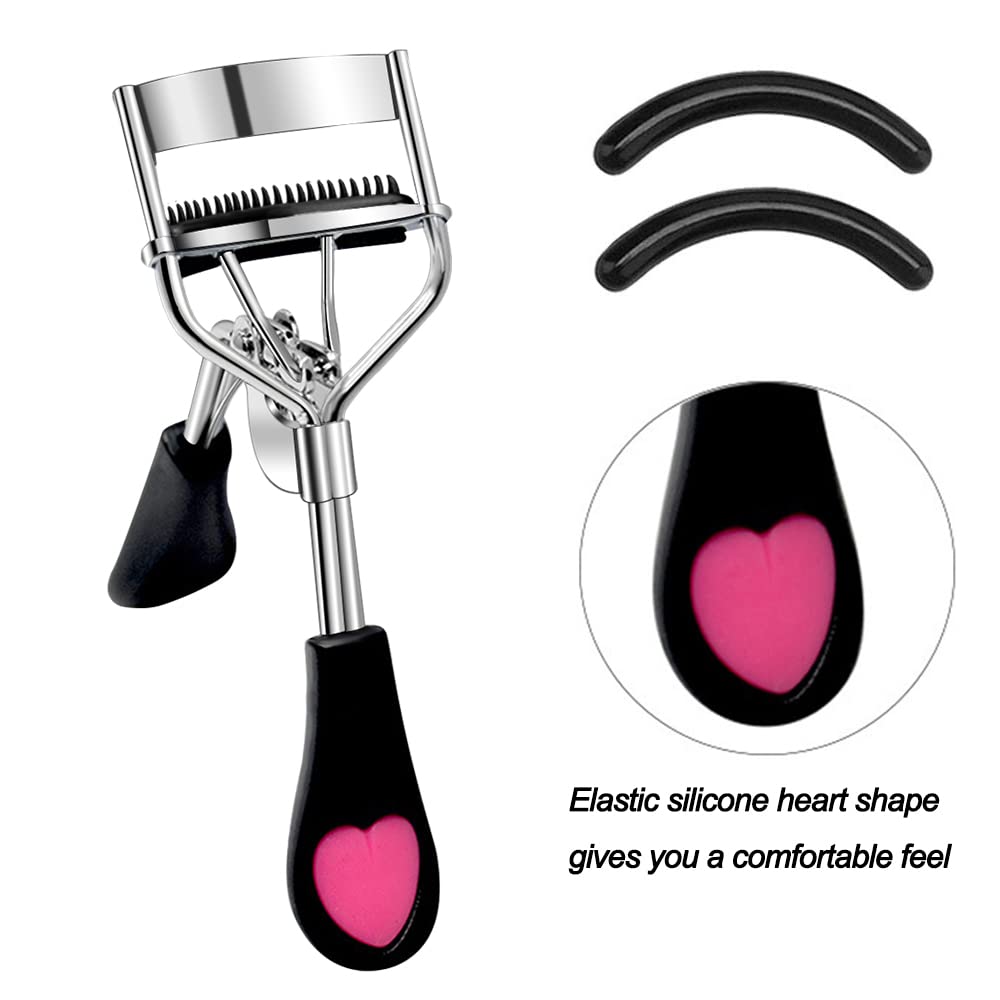 Pinkiou Eyelash Curlers with Comb and Eeylash Separator Set Professional Lash Curler with Built-in Comb Ergonomic Heart-Shaped H