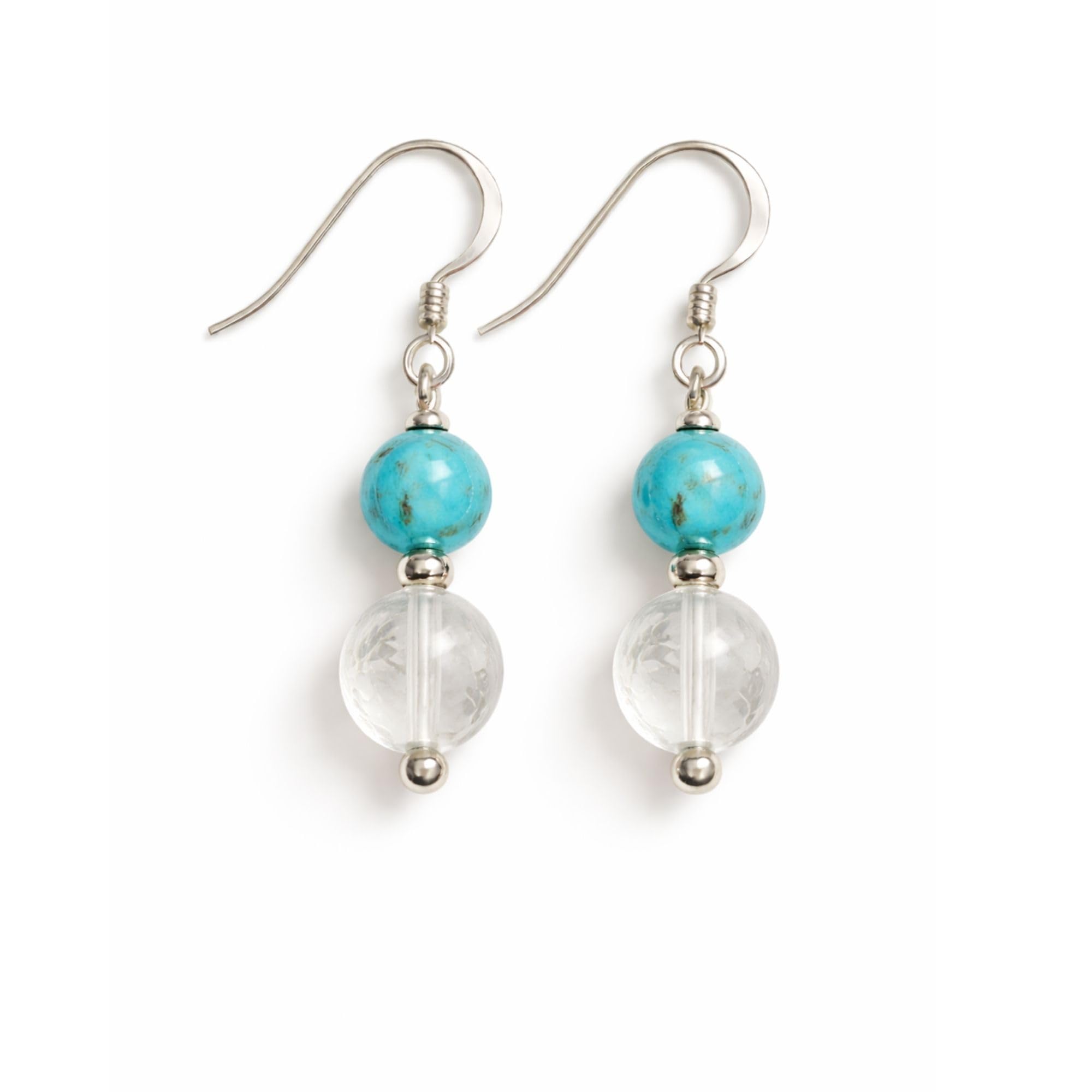 Two Bead Drop Earrings For Women  Bright & Positive Design  Blue & Clear Stone Look Fashion Jewelry