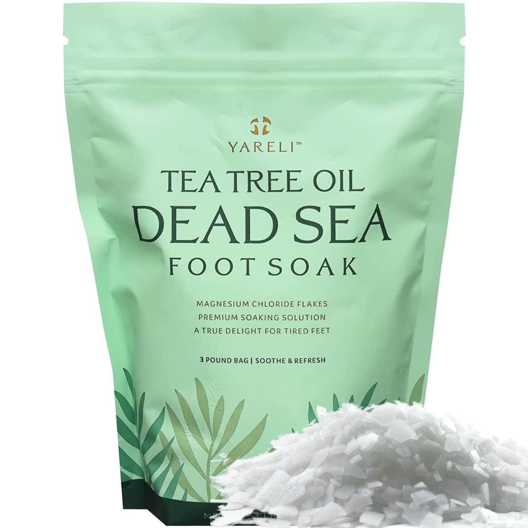 Yareli Tea Tree Oil Foot Soak, Dead Sea Magnesium Bath Salt Flakes With Essential Oils, 3Lb
