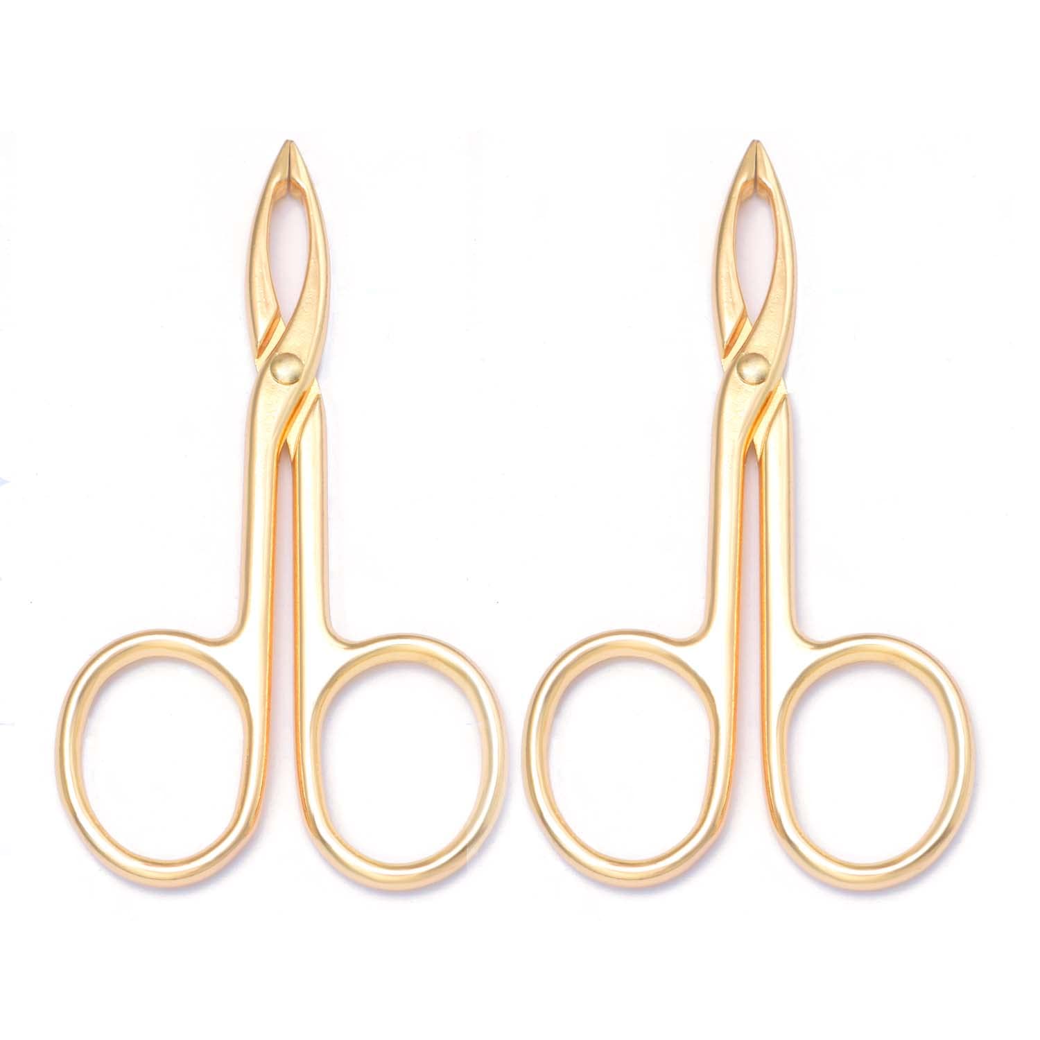 Motanar 2 Pieces Tweezers Scissor Handle Straight Tip Scissor Shaped Eyebrows Tweezers for Hair Plucker Remover Facial Hair Eyeb