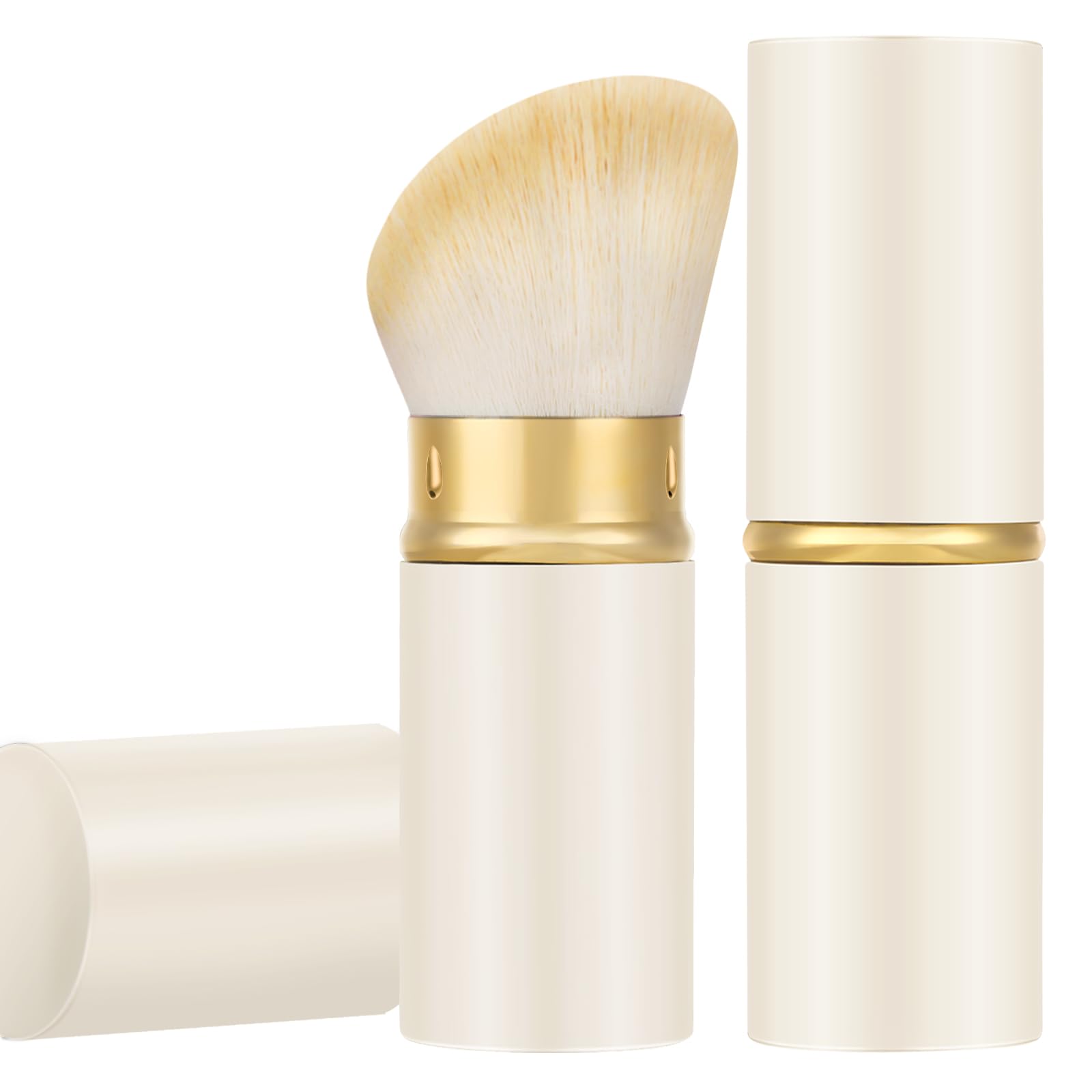 Falliny Retractable Kabuki Makeup Brush, Travel Powder Blush Brush Foundation Makeup Brush With Cover For Blush, Sunscreen,Bronz