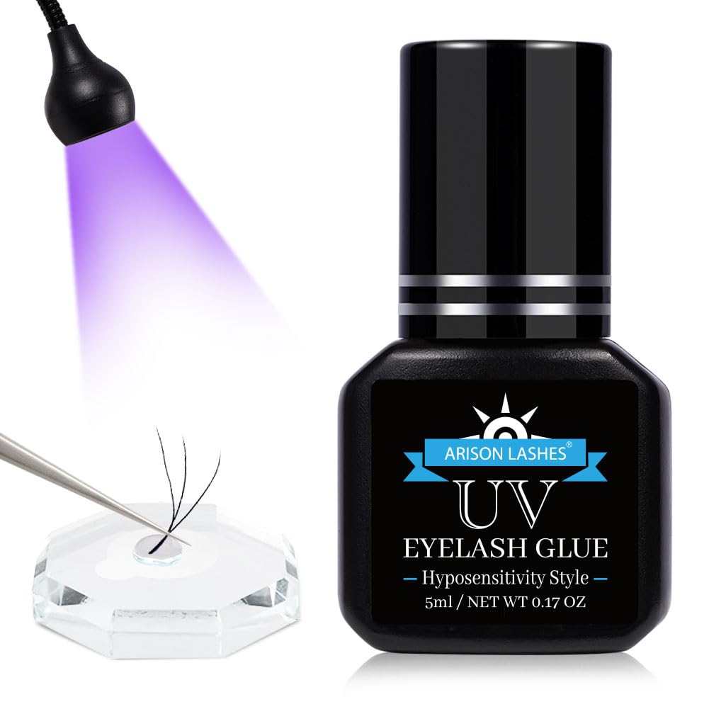 UV Eyelash Extension Glue Extra Powerful Eyelash Glue 0.5-1 Sec Drying Time 8-9 Weeks Retention Maximum Adhesion for Semi-Perman