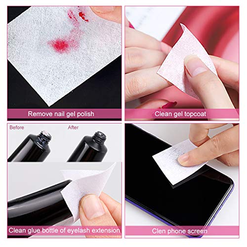 1000 Pcs Gel Nail Polish Remover, Lint Free Nail Wipes Cotton Pad With A Pump Dispenser Bottle Disposable Nail Polish Remover Fo