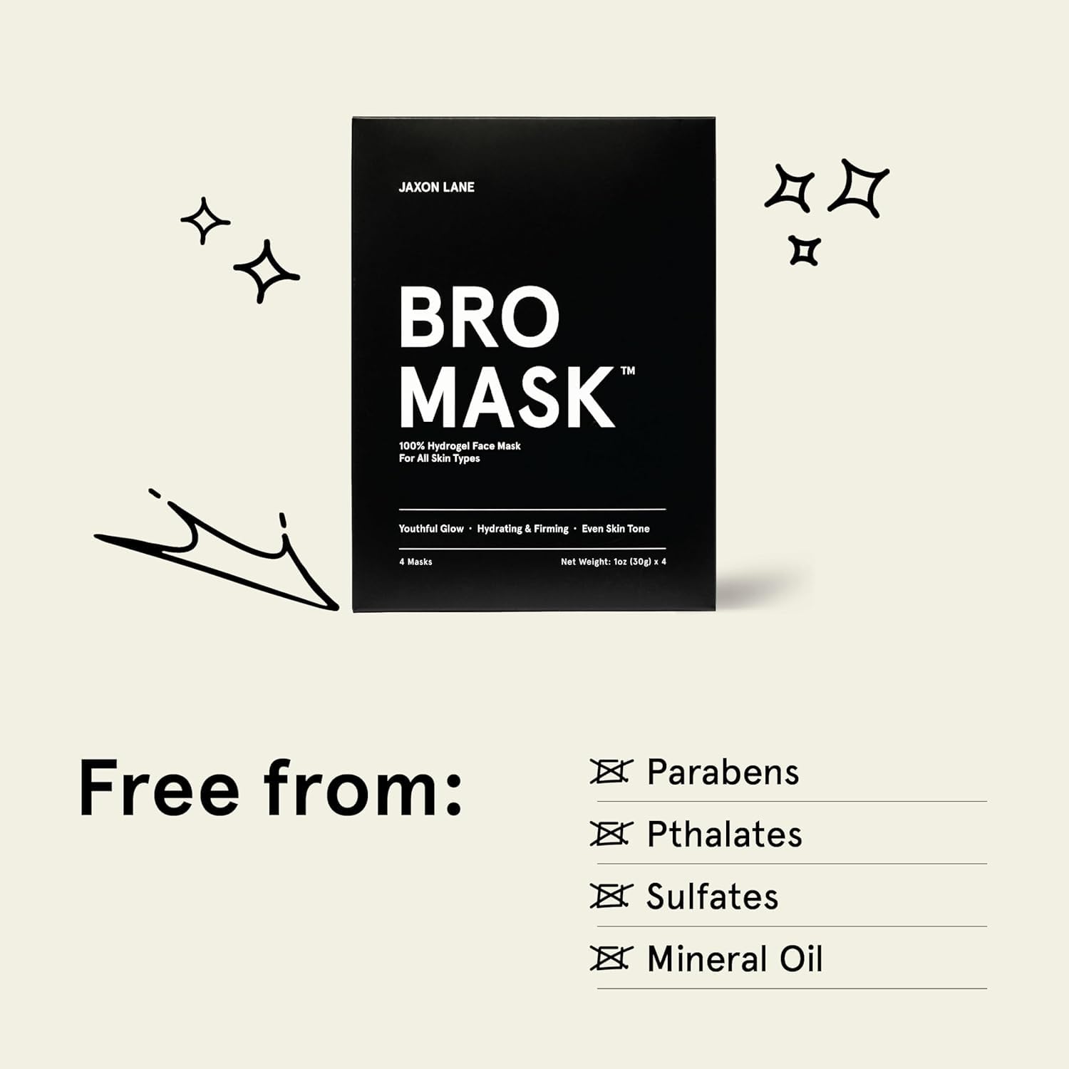 Bro Mask: Korean Face Mask For Men  2 Pc. Hydrating Anti Aging Sheet Masks Contains Vitamin C, Vitamin E, Hyaluronic Acid, Hydro