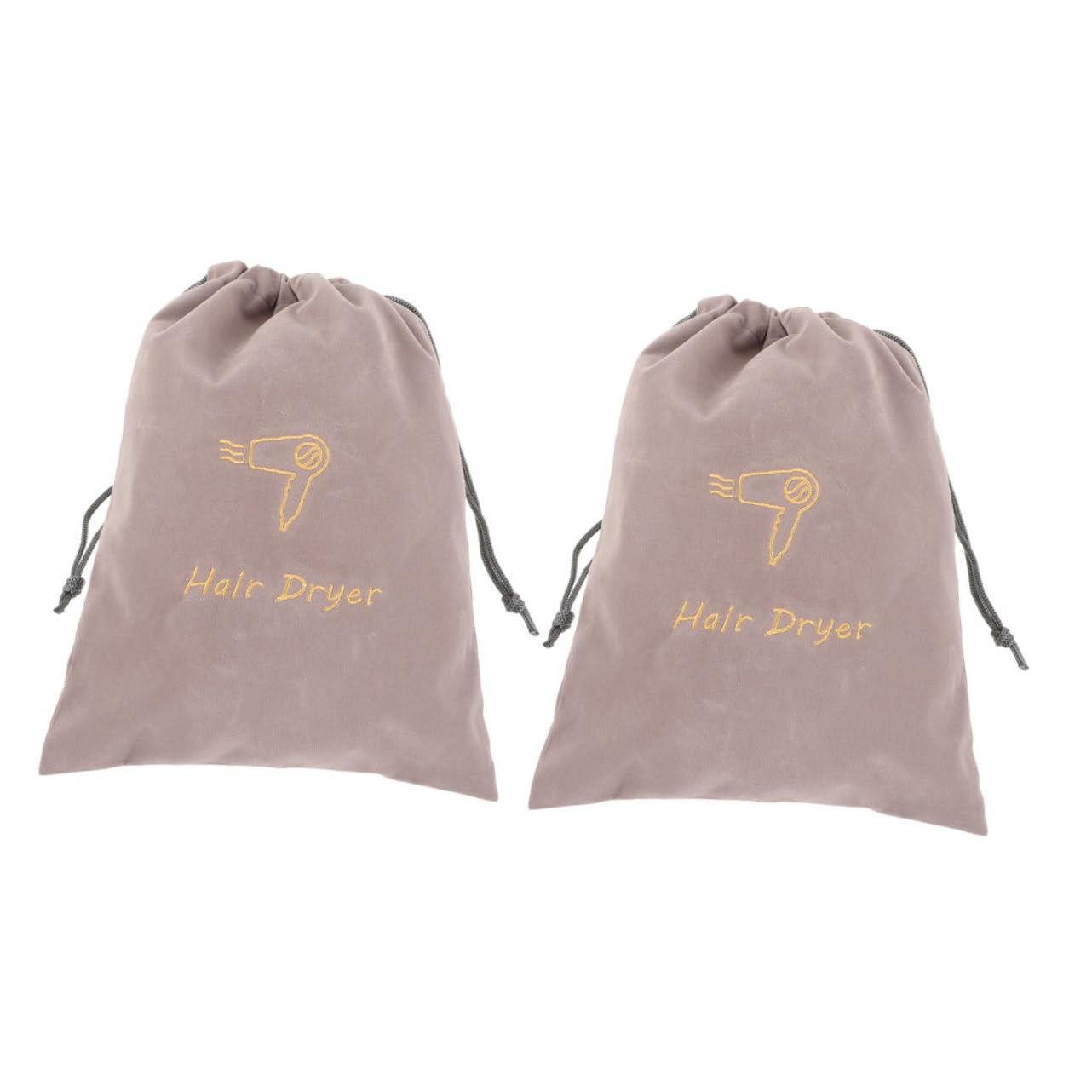 DEARMAMY 2pcs Portable Drawstring Hair Dryer Storage Bag Pouch for Travel and Organization for Hair Tools and Accessories Grey