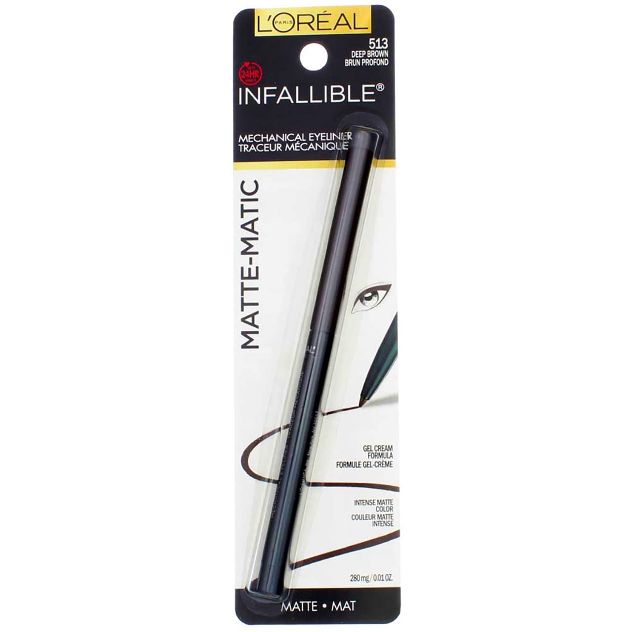 LOreal Paris Infallible MatteMatic Mechanical Eyeliner, Deep Brown 0.01 oz (Pack of 2)