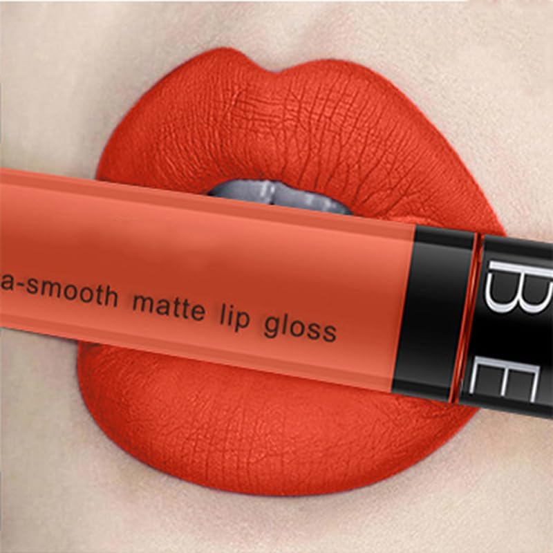 SeleneTenderaes 12color orange matte nonstick cup lip glaze nondecolorizing brown lip gloss lipstick 0.34 FL OZ