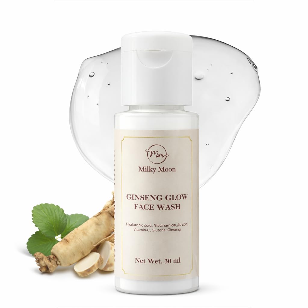 Milky Moon Ginseng Glow Face Wash With Niacinamide, Hyaluronic Acid, Kojic Acid, Vitamin C & Gluton | Acne Control, Oil Balance 