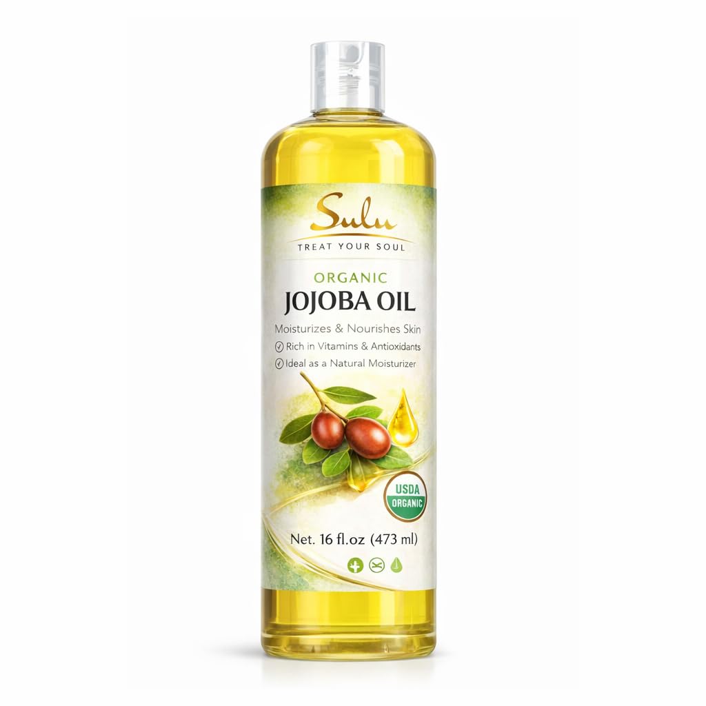 SULU ORGANICS 100% Pure Organic Unrefined Golden Jojoba Oil 16 Oz (Ounces)