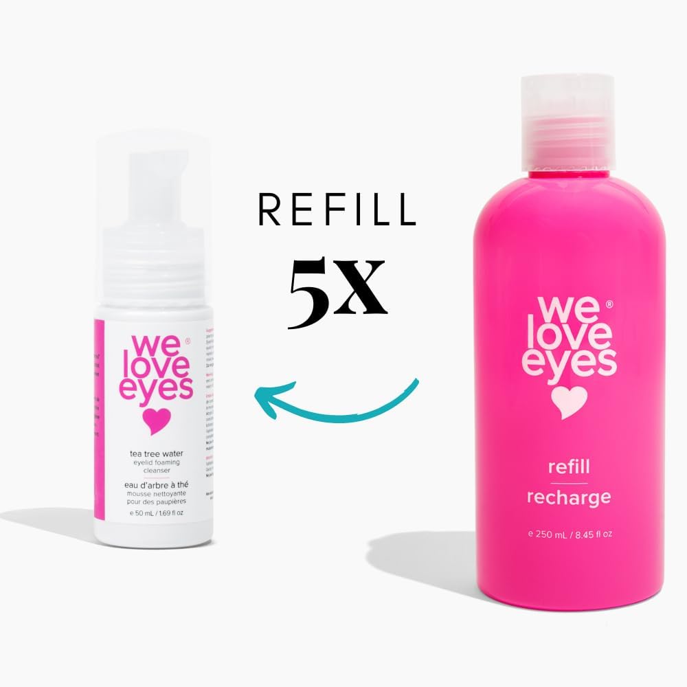 We Love Eyes - Tea Tree Water Eyelid Foaming Cleanser 250Ml Refill Size - For Eyelash Extension Home Care, Extend Lash Retention