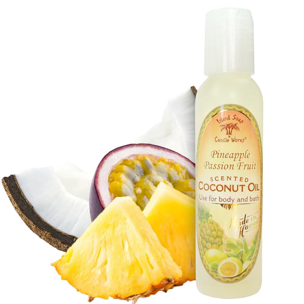 Island Soap & Candle Works Creamy Coconut Oil - Pineapple Passionfruit Scented - Soothing Blend of Pure & Fractionated Coconut O