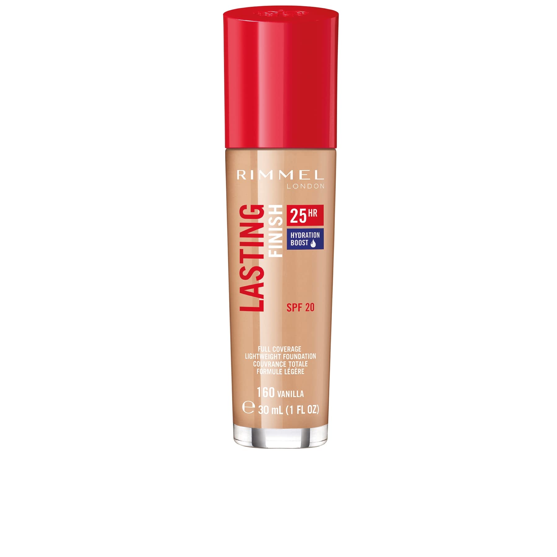 Rimmel London Lasting Finish 25Hr - 160 Vanilla - Foundation, 25-Hour Wear, Full Coverage, Waterproof, 1Oz