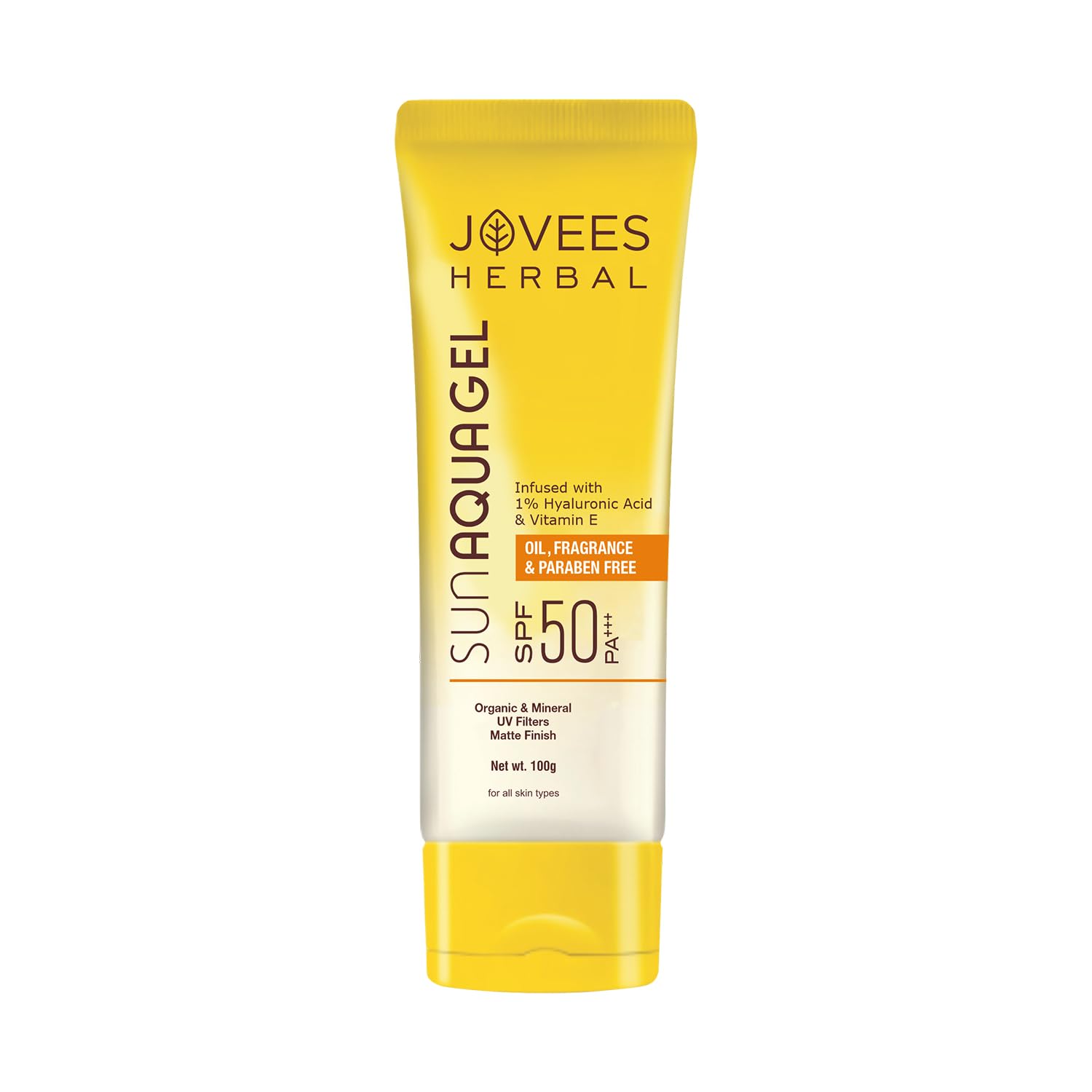Jovees Herbal Sun Aqua Gel Sunscreen Spf 50 Pa+++ | Lightweight| 1% Hyaluronic Acid | NonGreasy, No White Cast | Perfect For Oi