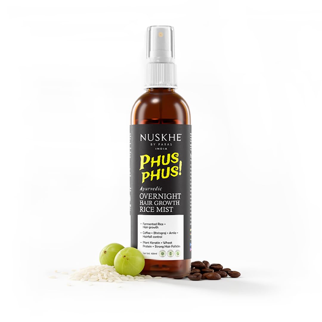 Nuskhe By Paras Ayurvedic Phus Phus Rice Hair Mist | Fermented Rice Water With Bhringraj, Coffee & Amla | Helps Reduce Hair Fall