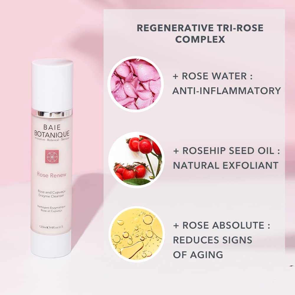 Baie Botanique Cleansing Milk 120ml - Rosewater, Rose Absolute, Rosehip Seed Oil, Cupuau Butter, Pomegranate Enzymes, Reishi & S