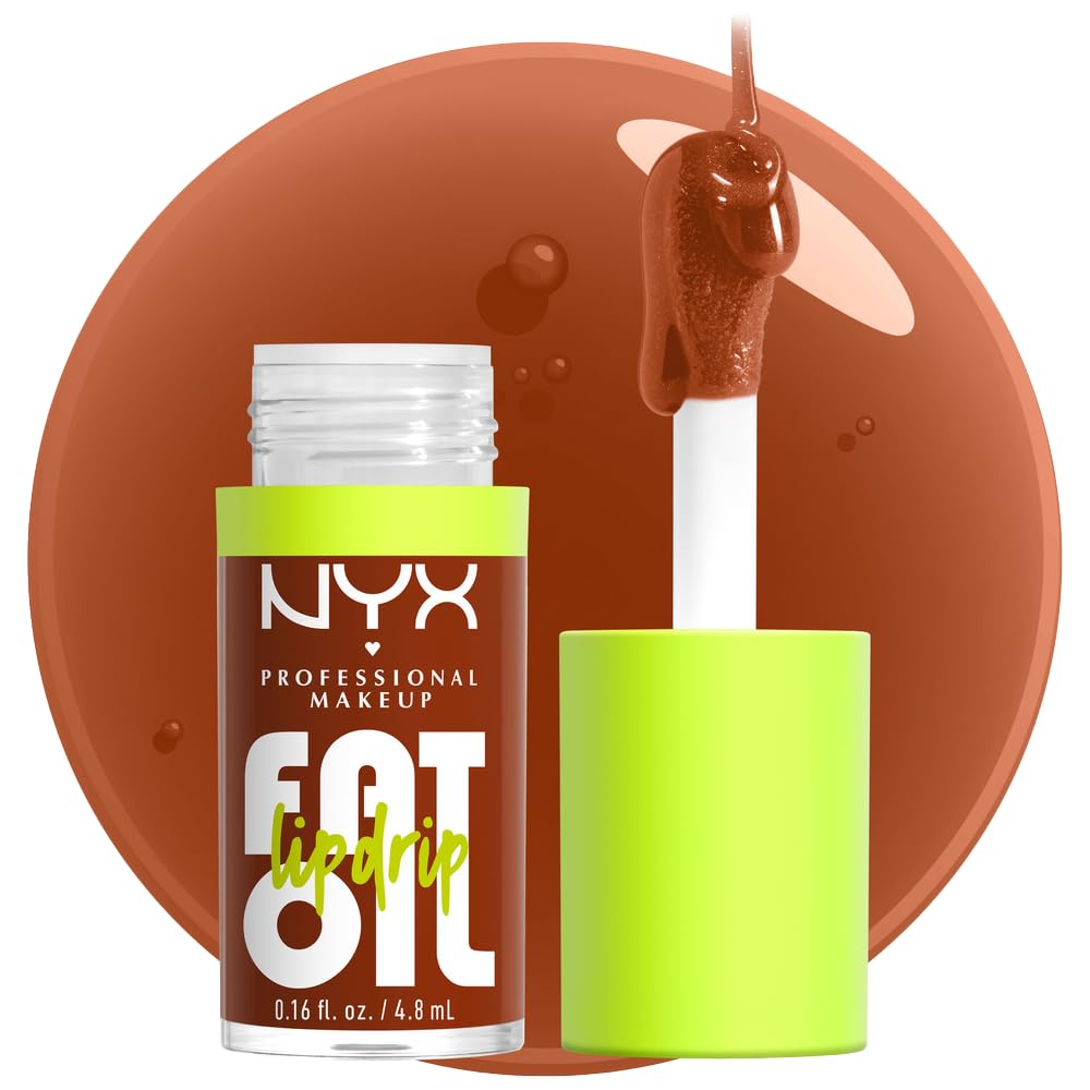 NYX PROFESSIONAL MAKEUP Fat Oil Lip Drip, Moisturizing, Shiny and Vegan Tinted Lip gloss - Scrollin (Deep caramel)