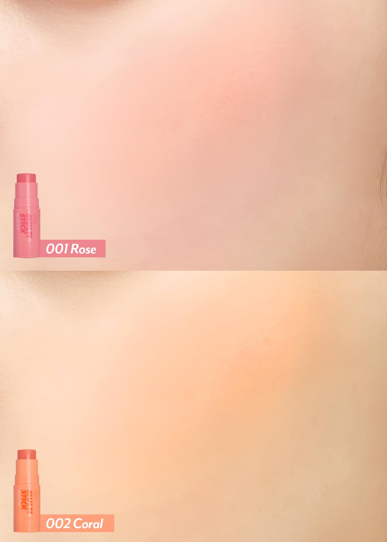 I'M MEME Blusher - I'm Multi Stick 001 Rose | Easy Blendable Cream Blush for Natural Look, Multi Blush Stick for Cheek Tint, Fac