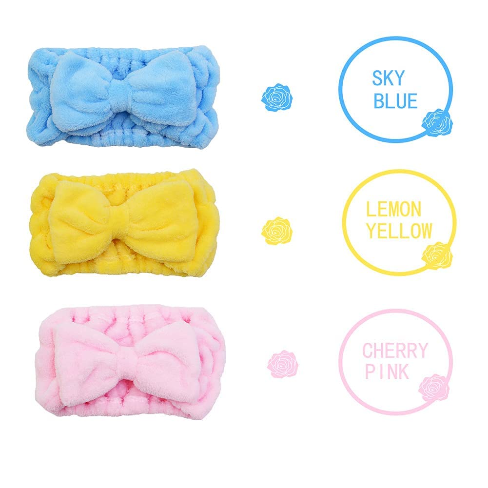 Chloven 7 Pcs Microfiber Bowtie Oversized Headbands Facial Makeup Headband Large Cosmetic Bowknot Hairlace Adjustable Elastic Ha