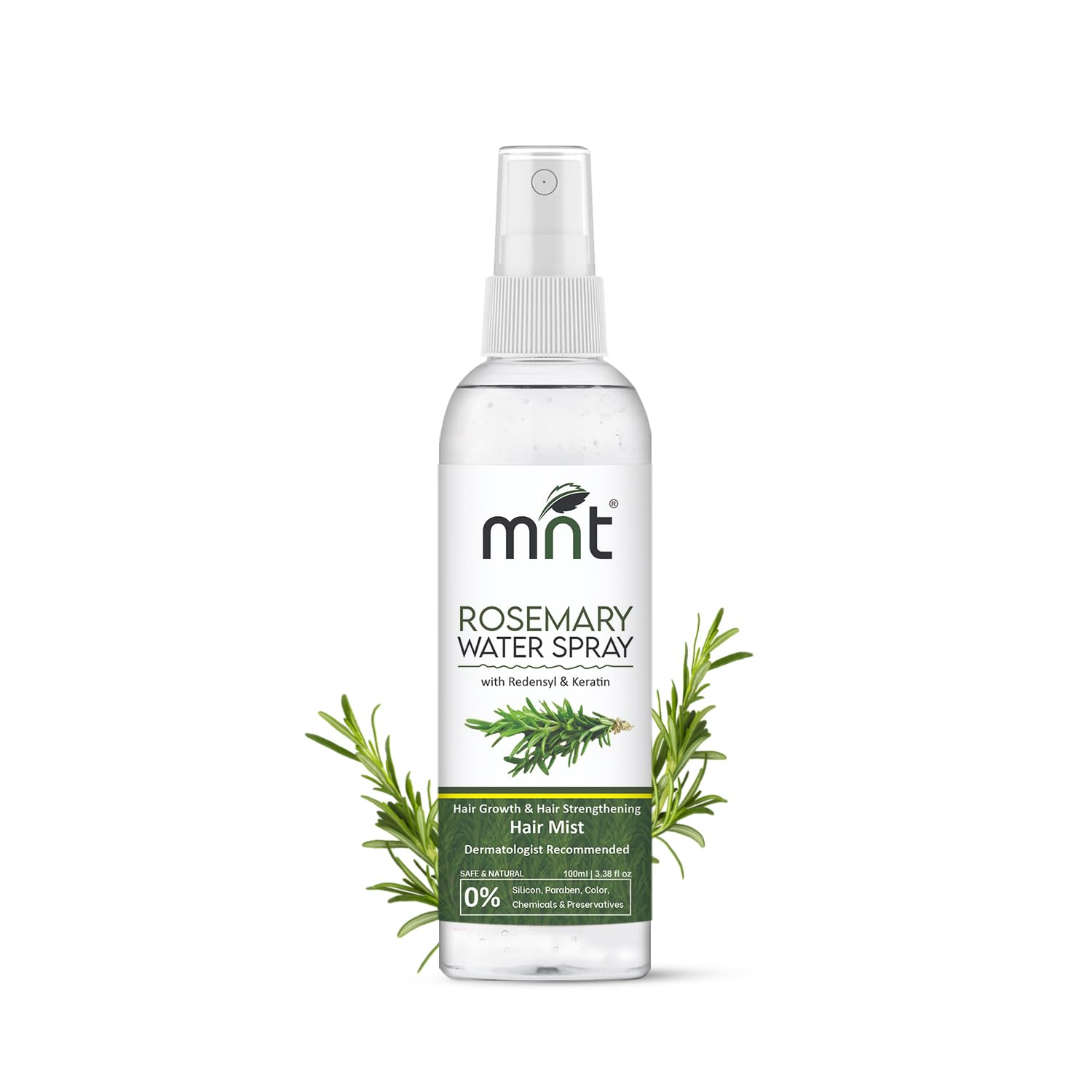 Mnt Rosemary Water Spray For Hair Growth And Healthy Scalp | 100% Pure Steam-Distilled Hydrosol Hair Mist/Toner, 100 Ml