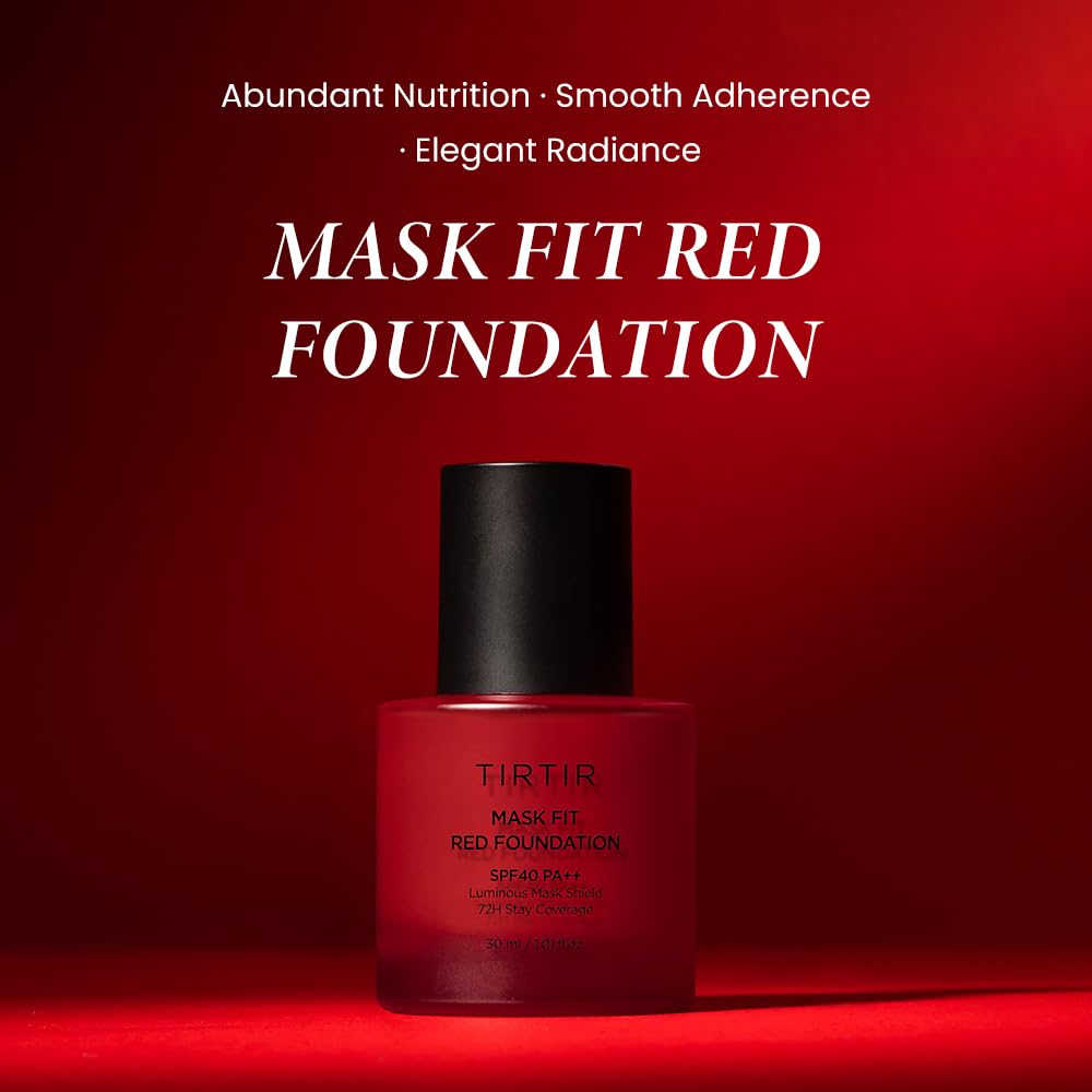 Tirtir Mask Fit Red Foundation | High Coverage, Long-Lasting, Lightweight, Buildable Coverage, Radiant Semi-Matte Finish, All Sk