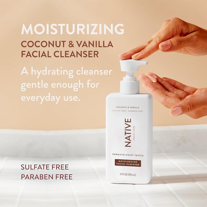 Native Moisturizing Face Wash, Spa Day Every Day Facial Cleanser (2 Pack) | Daily Face Cleaner for Radiant and Bright Skin, Coco