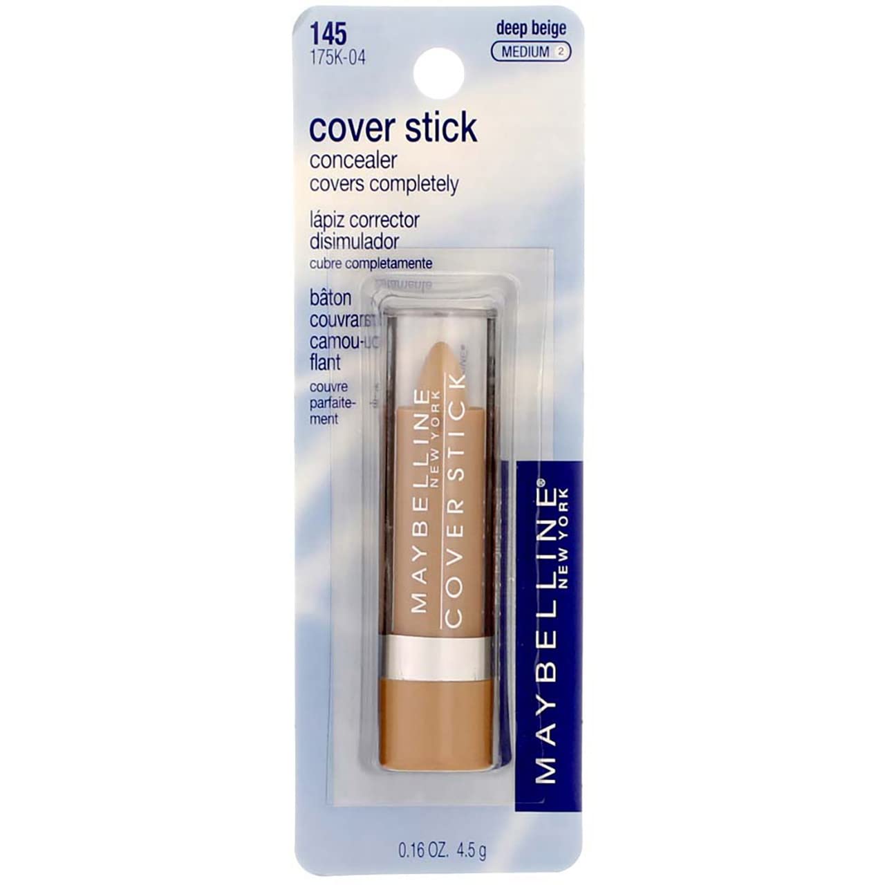 Maybelline Cover Stick Concealer, Deep Beige [145], 0.16 oz (Pack of 3)