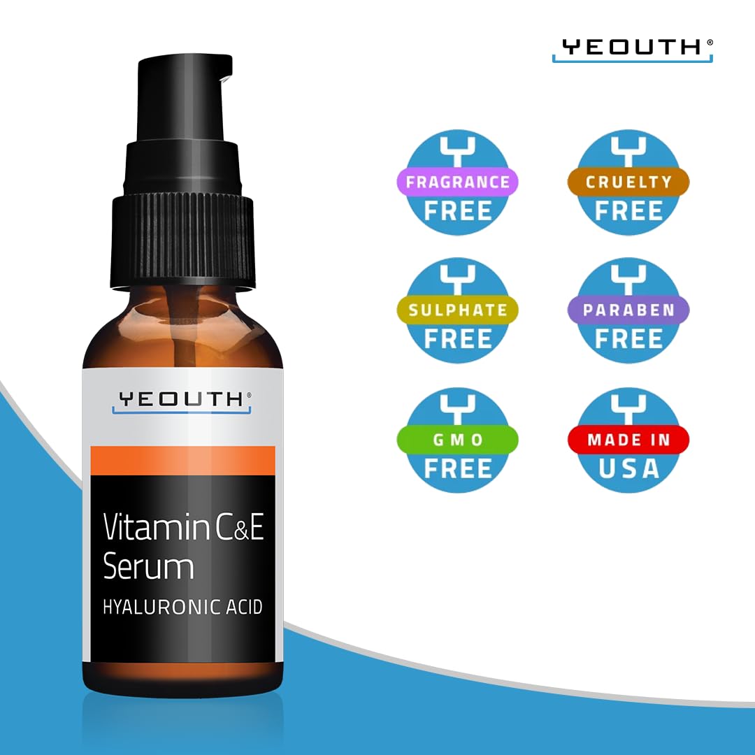 YEOUTH Vitamin c Serum for Face, Anti Aging Serum, Vitamin c Face Serum with Hyaluronic Acid, Vitamin c Serum Dark Spots & Wrink